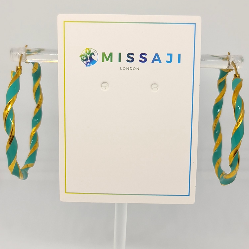 Missaji Enamel and Gold plated Stainless Steel Hoop Earring