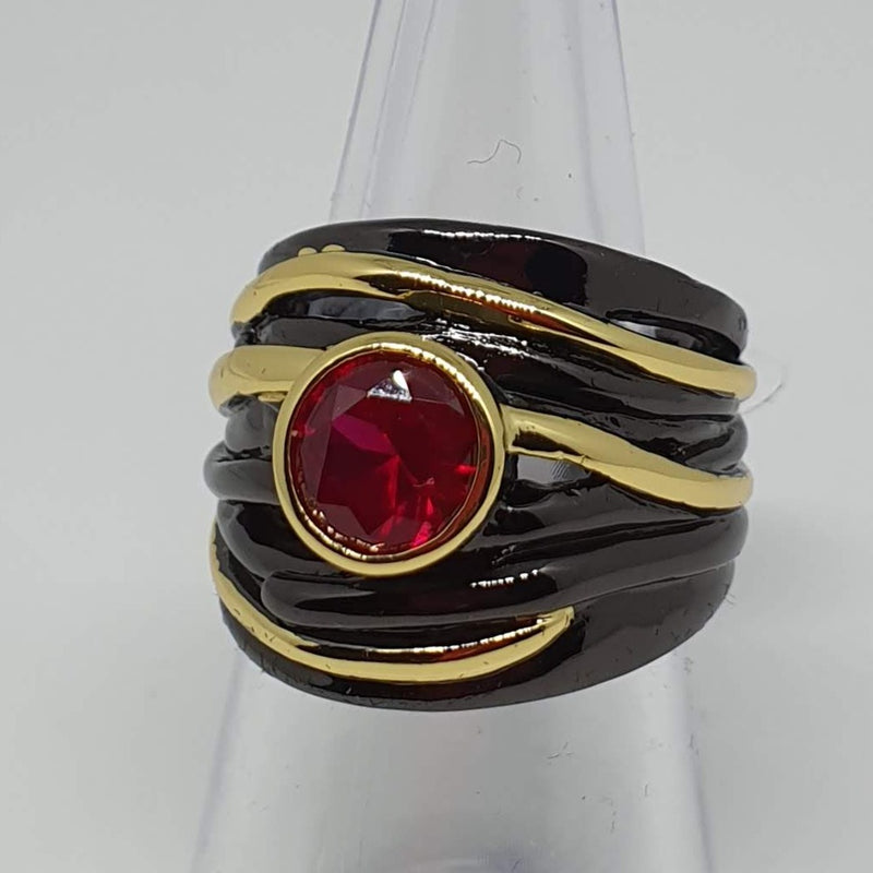 Missaji ladies fitted one ruby bead stone ring