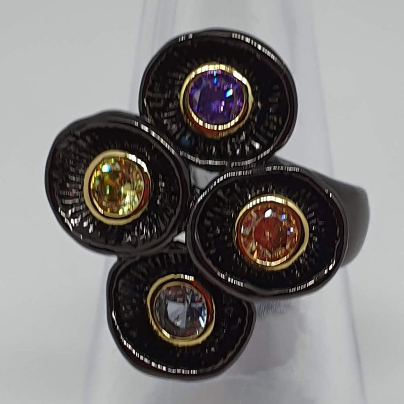 Missaji black four colour stones ring