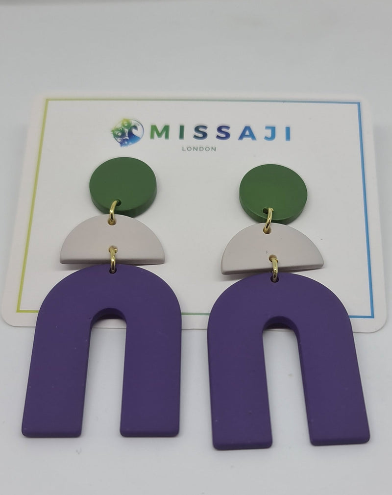 Missaji polymer drop purple Fashion Earring