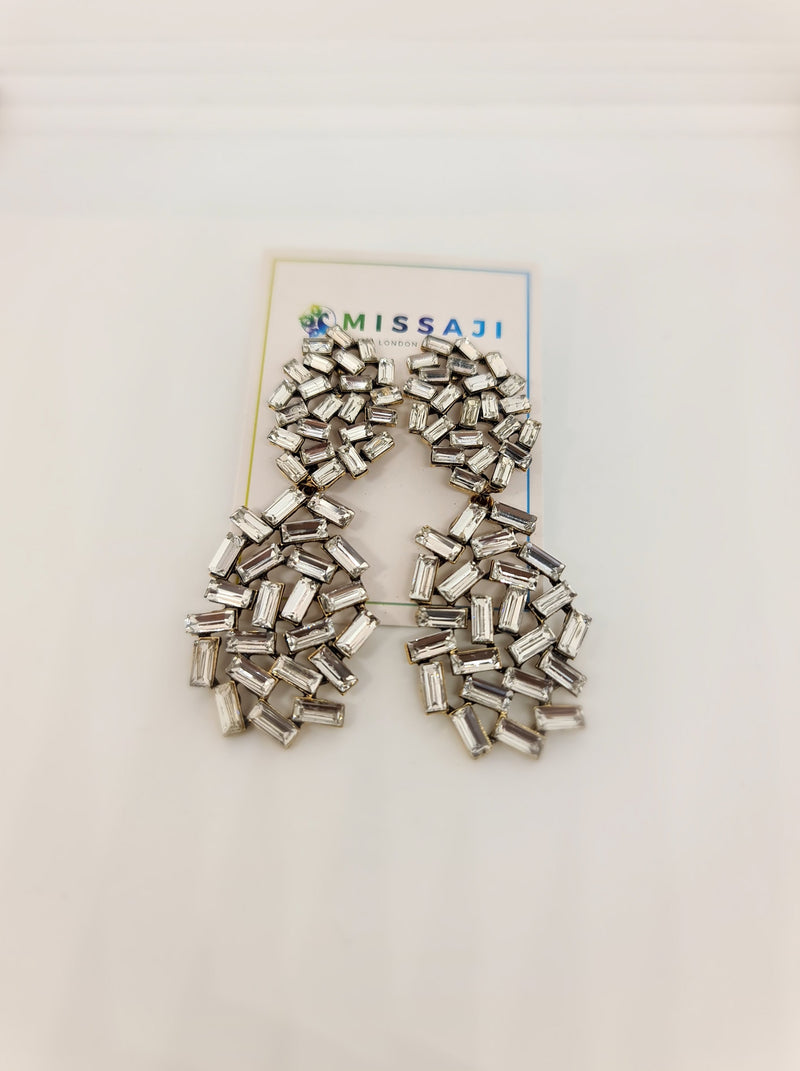 Missaji Silver Dangle Stud Earrings