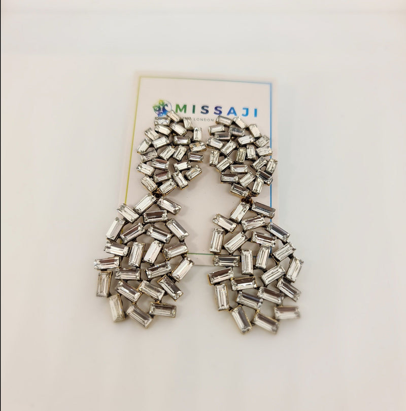 Missaji Silver Dangle Stud Earrings