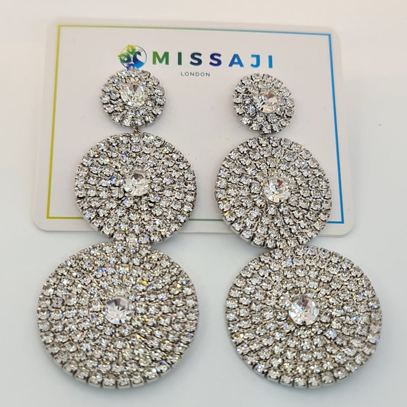 Missaji Silver Disc Dangle Earrings