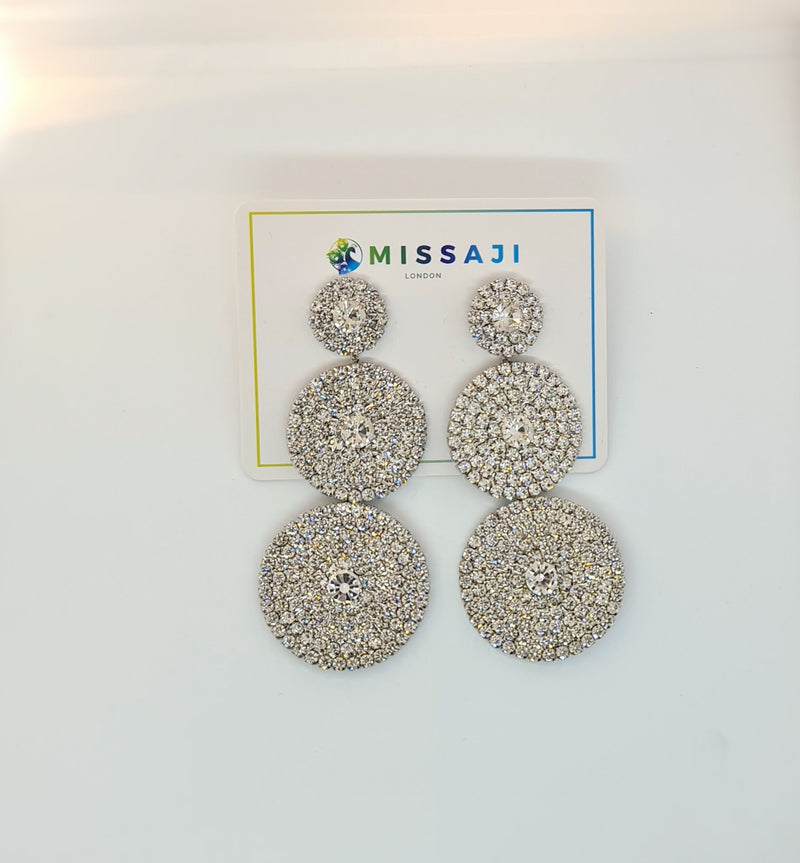 Missaji Silver Disc Dangle Earrings