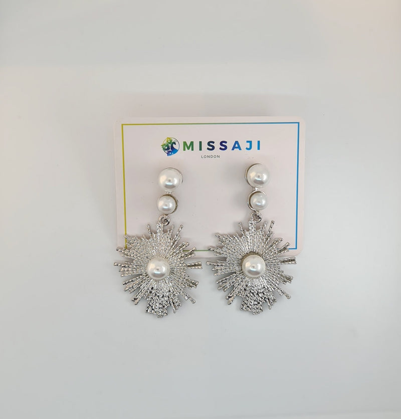 Missaji New Gold Color Metal Pearl Drop Bridal Fashion Earrings