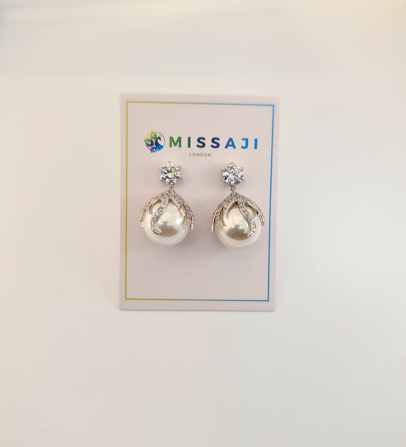 Missaji Pearl Bridal Fashion Earrings