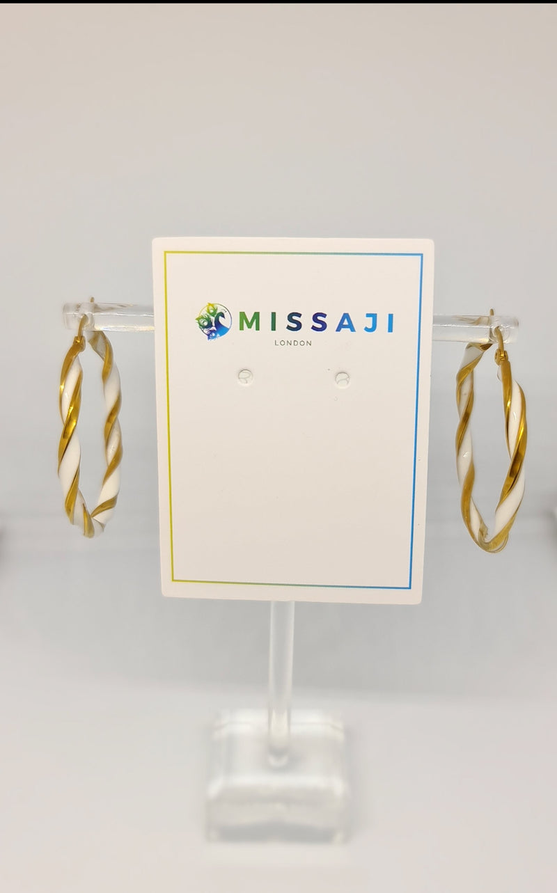 Missaji Enamel and Gold plated Stainless Steel Hoop Earring