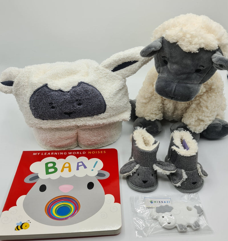 Missaji Baby Sheep Cuddly New Infant gift Basket