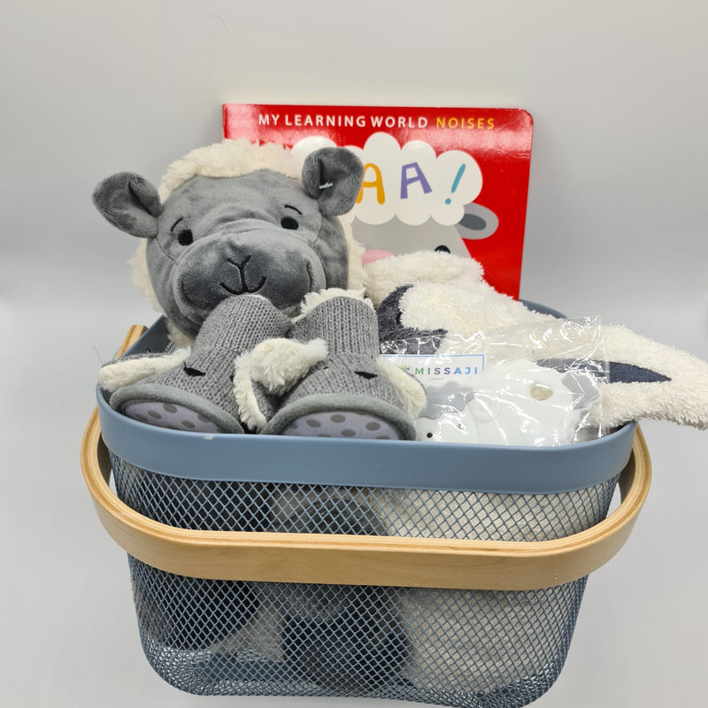 Missaji Baby Sheep Cuddly New Infant gift Basket