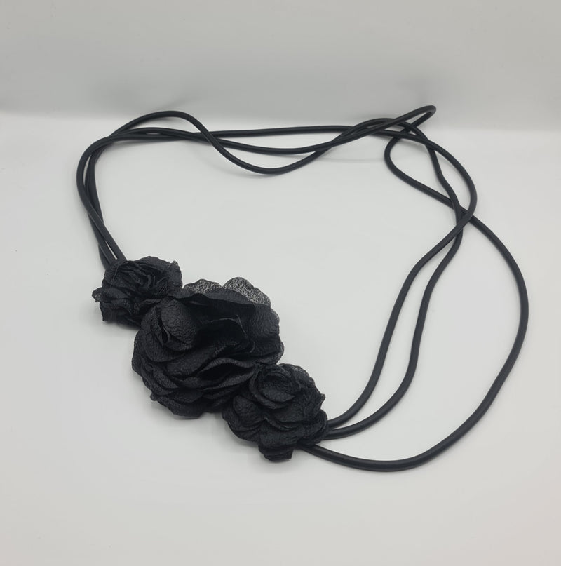 Missaji Black Rose fabric Necklace