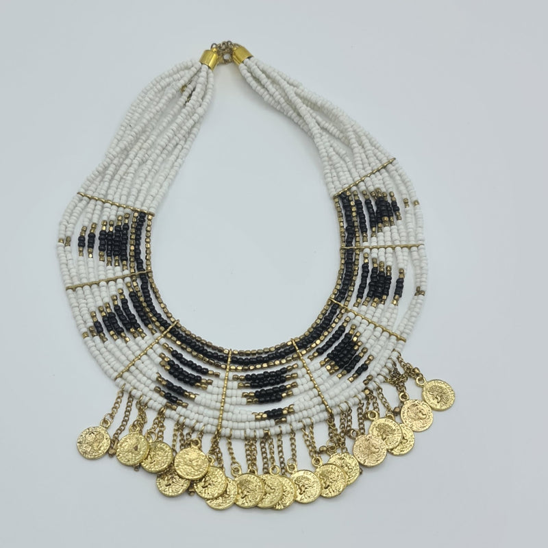 Missaji Ethnic Beaded Coin Necklace