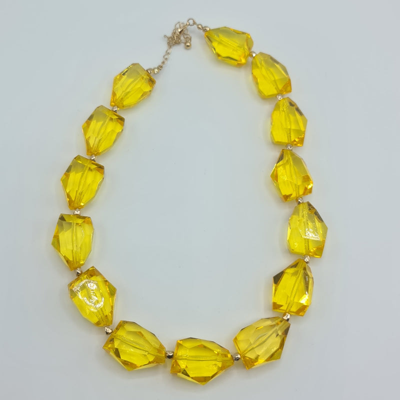 Missaji Yellow Diamond Bead Fashion Necklace