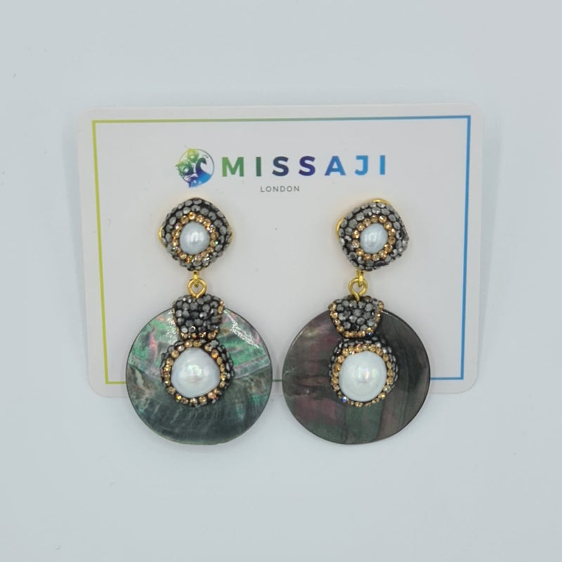 Missaji Shell Diamante Earrings