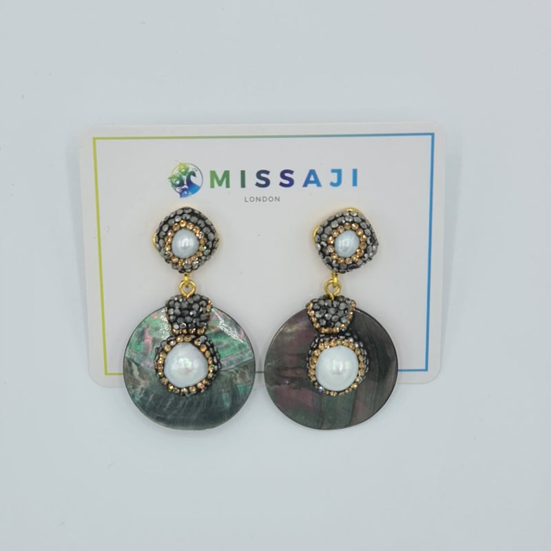 Missaji Shell Diamante Earrings