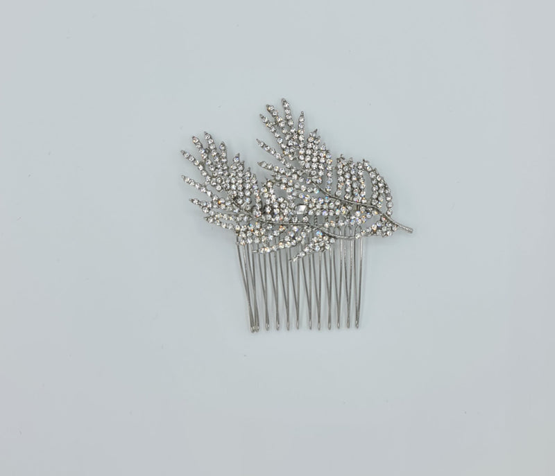 Missaji leaf shaped diamante Bridal Hair Comb