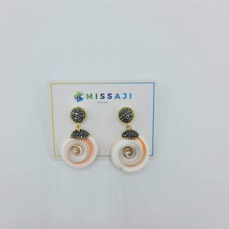 Missaji Diamante shell stud Fashion Earring