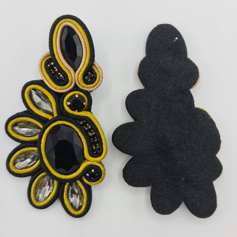 Missaji Trendy Ethnic style Black and Yellow stone Drop Earrings