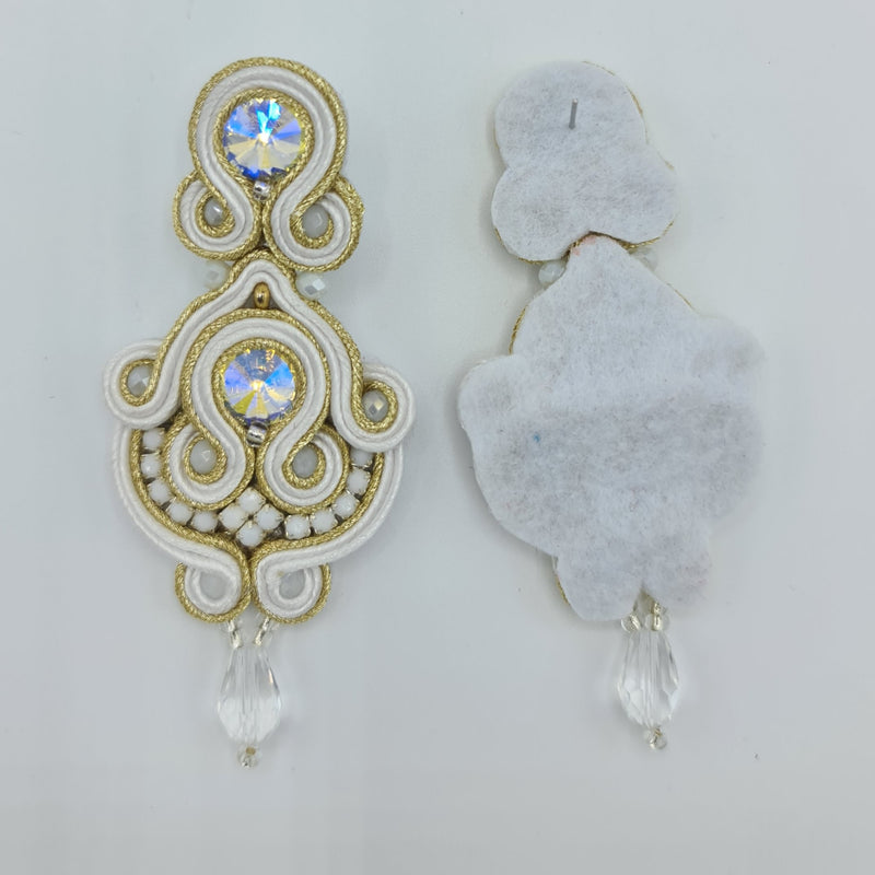 Missaji White and Gold Embroidered dazzling Earring