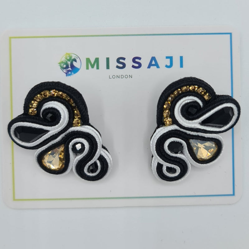 Missaji Small Black and Gold Fashion Earring