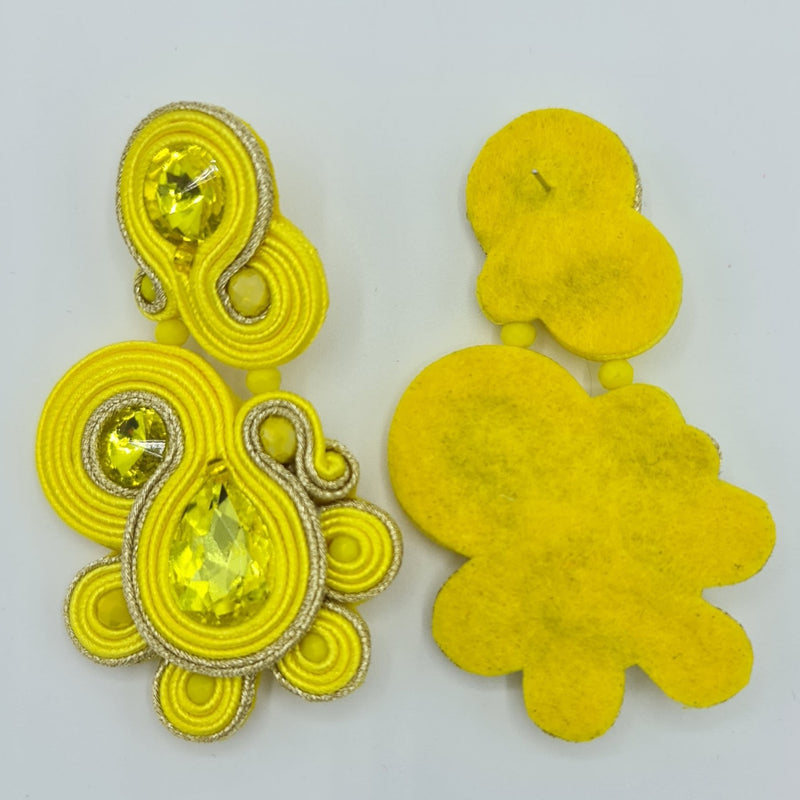 Missaji Yellow Embroidered Fashion Earring