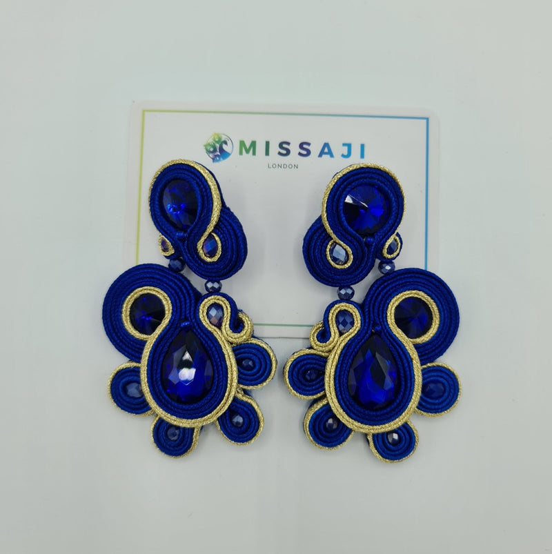 Missaji Trendy Ethnic style Bright Blue and yellow Earrings