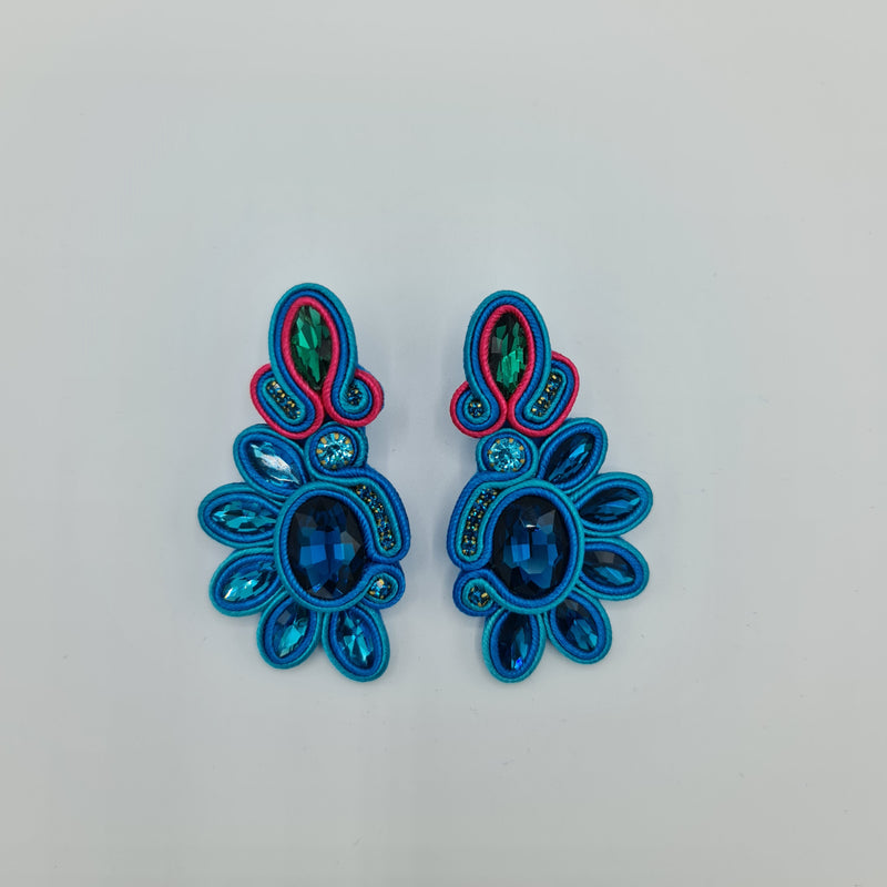 Missaji Trendy Ethnic style Blue and Pink Luxury Earrings