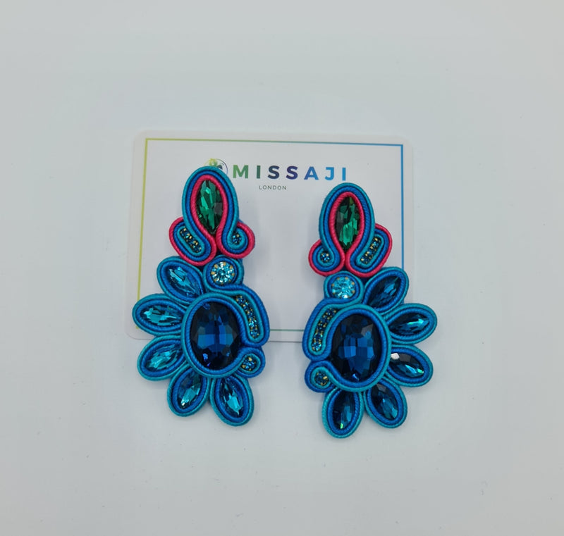 Missaji Trendy Ethnic style Blue and Pink Luxury Earrings