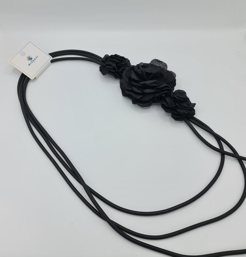 Missaji Black Rose fabric Necklace