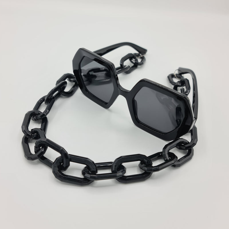 Missaji Large Hexagon shaped Glasses with removable link polymer chain