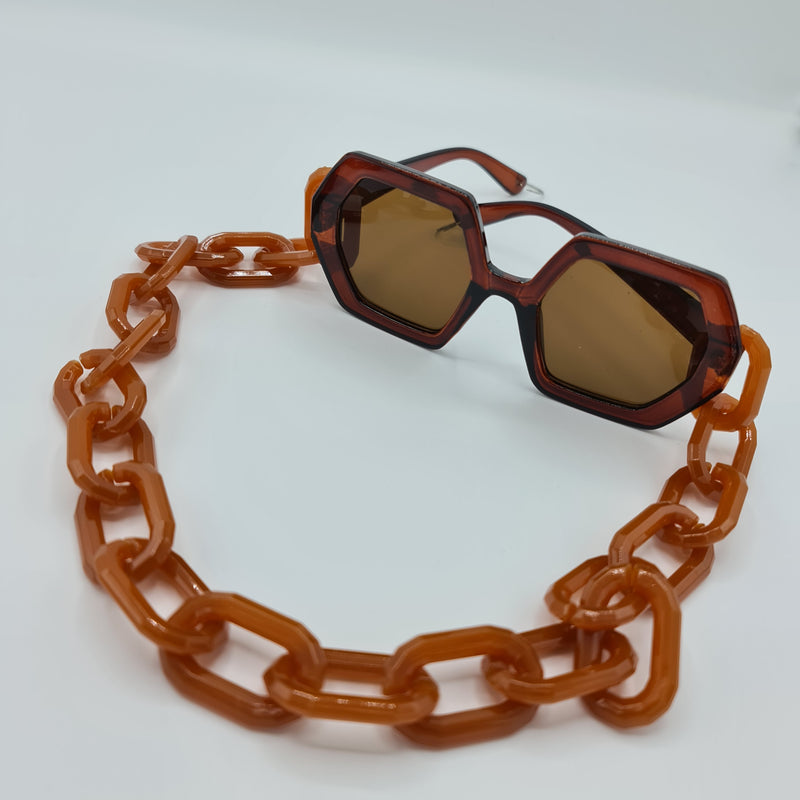 Missaji Large Hexagon shaped Glasses with removable link polymer chain