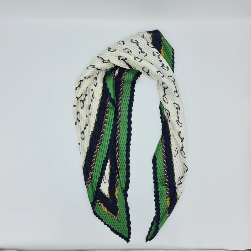 Missaji New crinkle white blue green Scarf