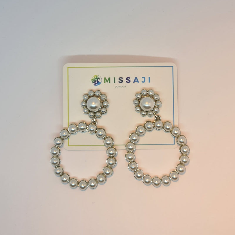 Missaji Circular Drop Diamante Earrings