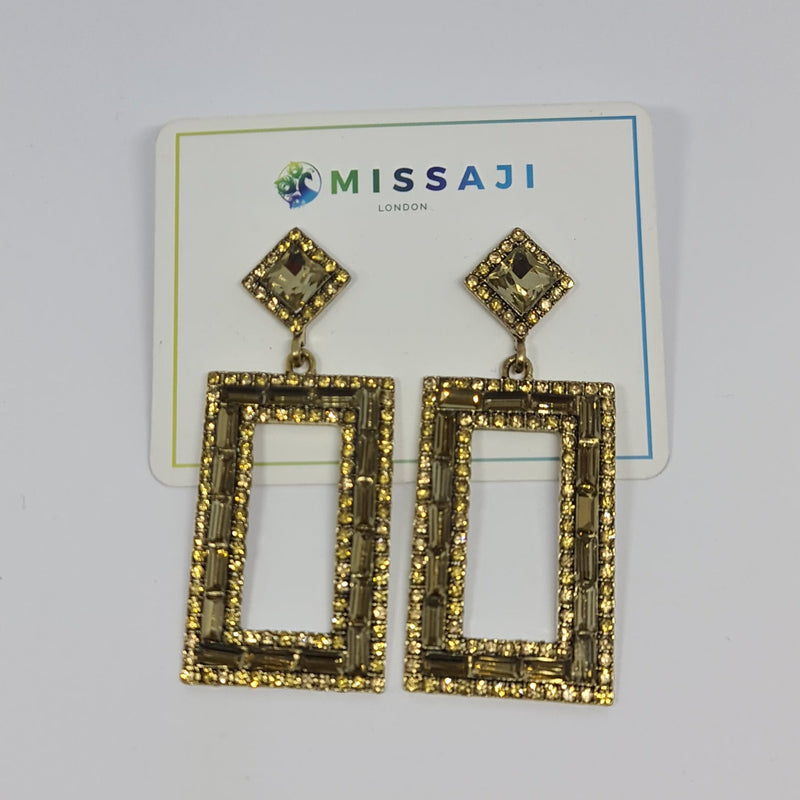 Missaji Square Diamante Earrings