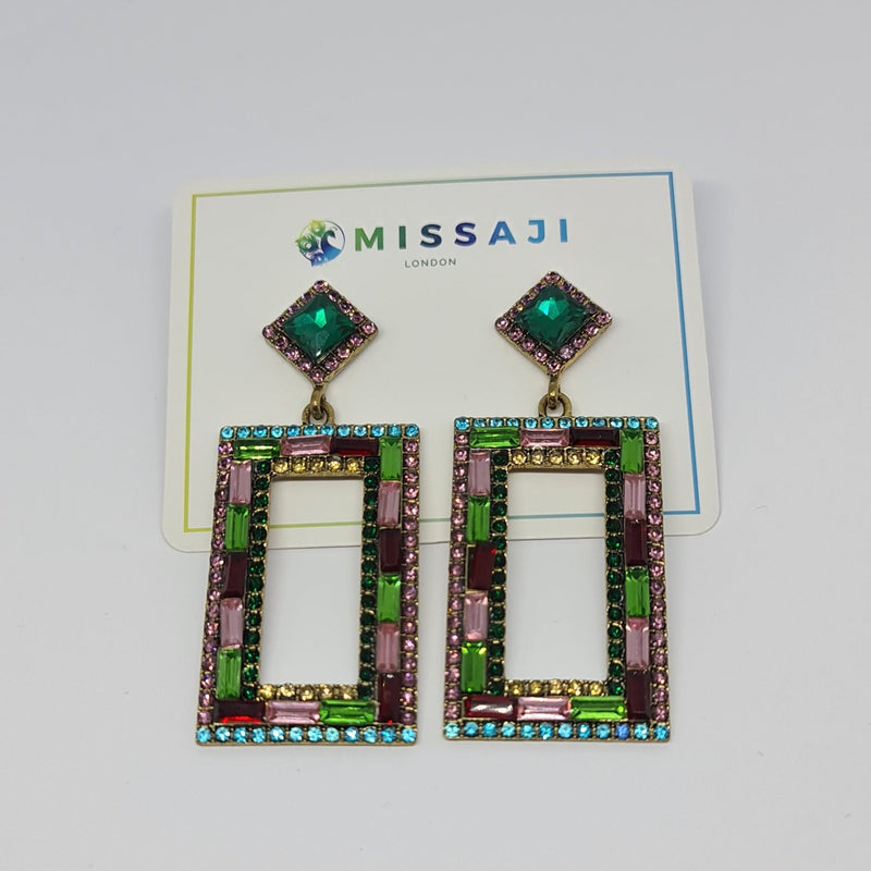 Missaji Square Diamante Earrings