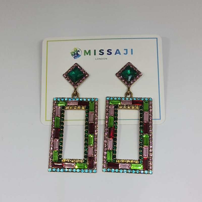 Missaji Square Diamante Earrings