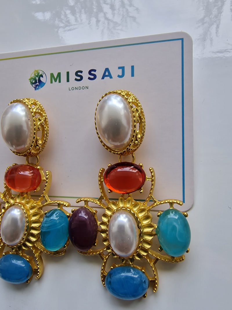 Multicolour stone earrings