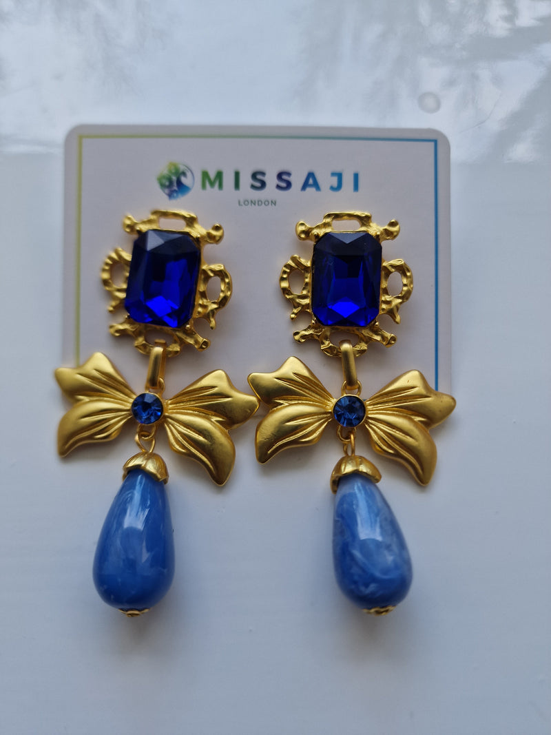 Dazzling blue bow knot earrings