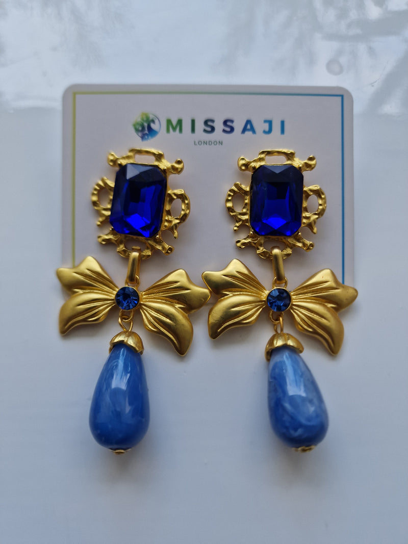 Dazzling blue bow knot earrings