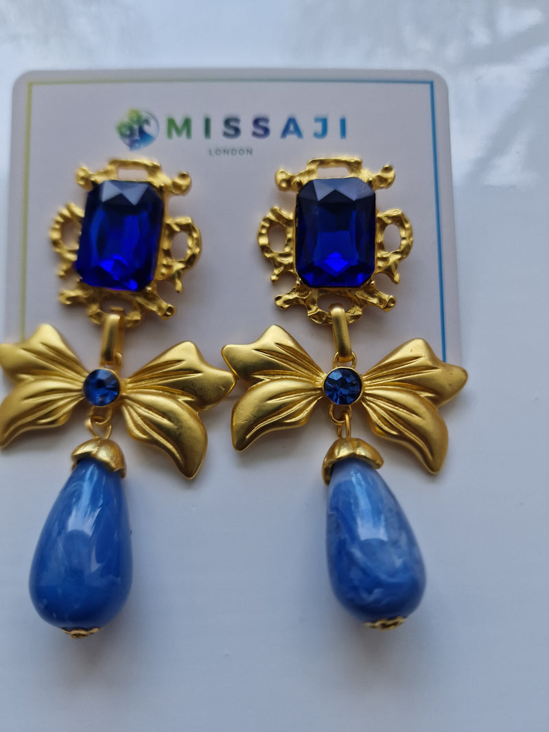 Dazzling blue bow knot earrings