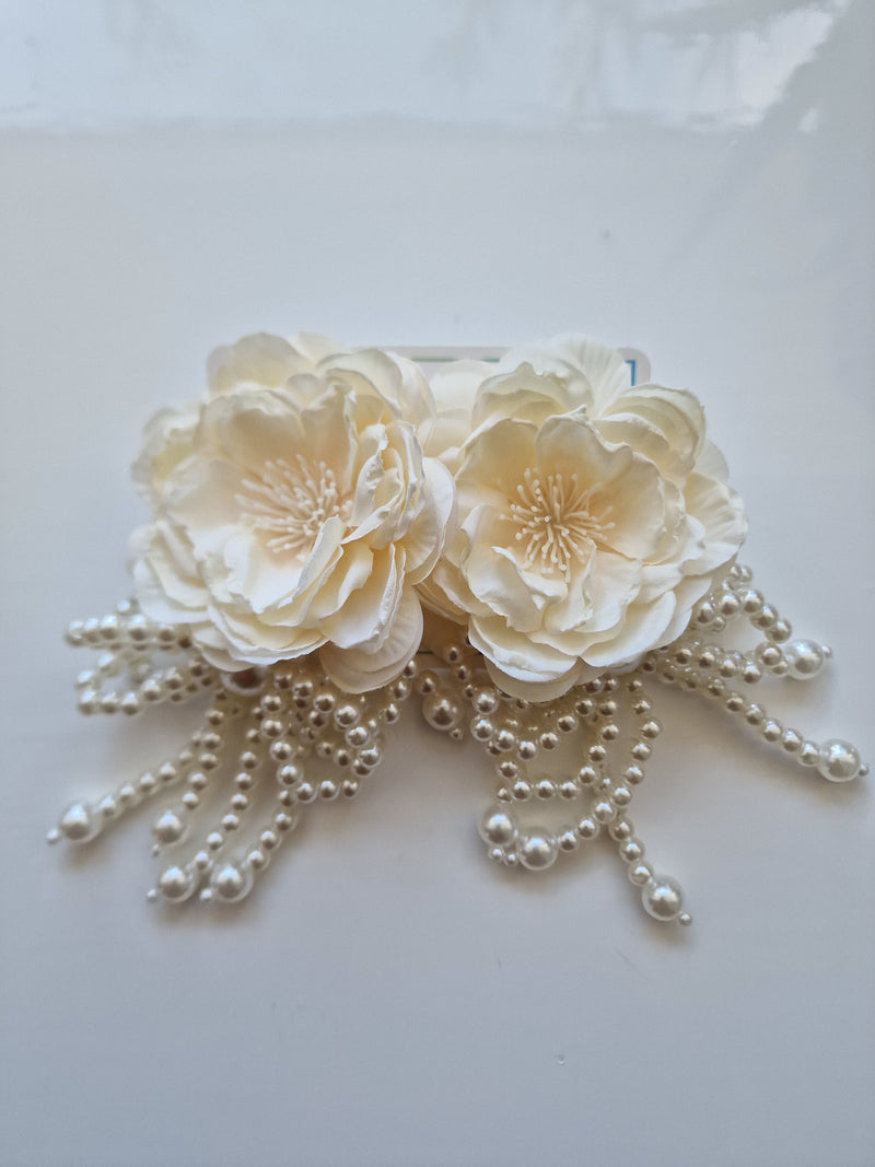 White fabric petal earrings