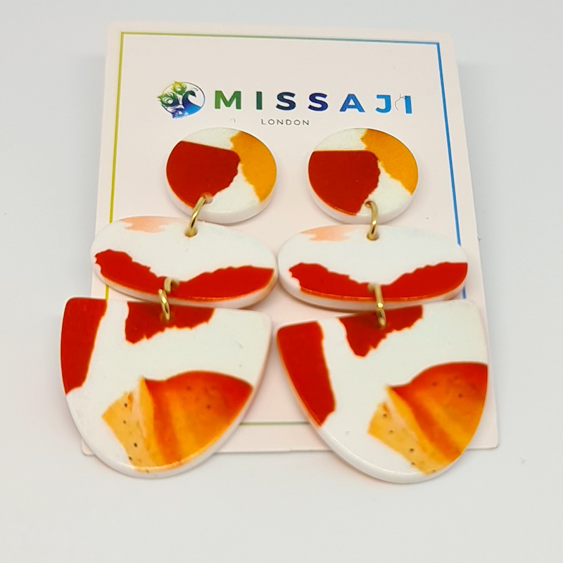 Missaji Round Colorful Acetate Dangle Drop Earrings