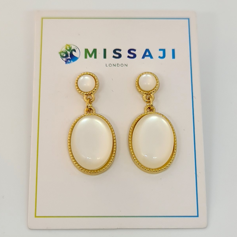 Missaji Cream and gold Fashion Woman Drop Earring