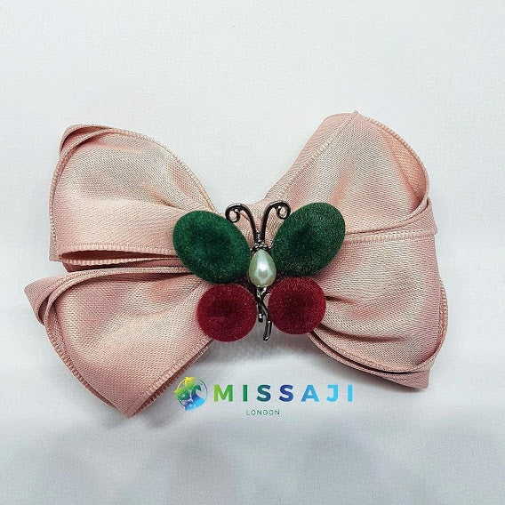 Missaji Pink Fabric Beautiful Butterfly Brooch