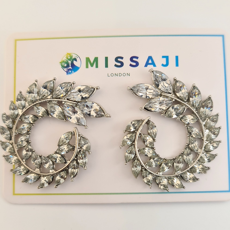 Missaji Leaf Spiral Bridal Fashion Earrings