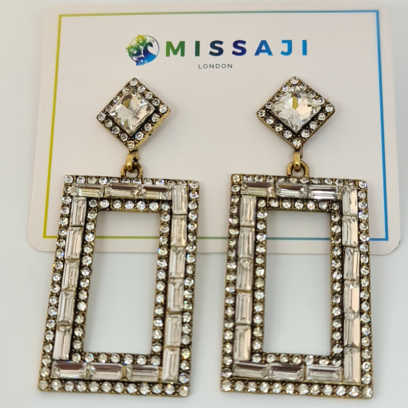 Missaji Square Diamante Earrings